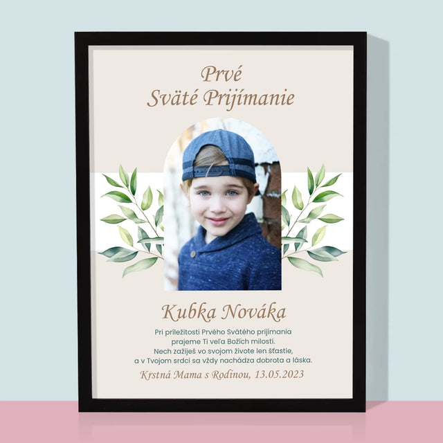 Fotografia A Podpis: Prvé Sväté Prijímanie Venovanie - Zarámováná Tlač 30X40 (Vertikálne)