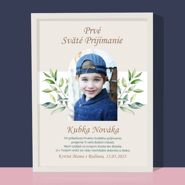 Fotografia A Podpis: Prvé Sväté Prijímanie Venovanie - Zarámováná Tlač 30X40 (Vertikálne)