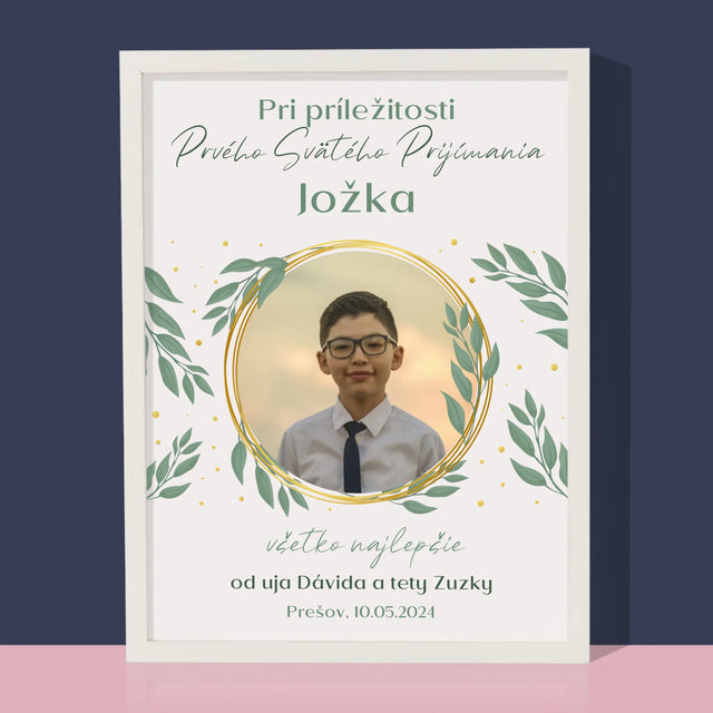 Fotografia A Podpis: Pri Príležitosti Prvého Svätého Prijímania - Zarámováná Tlač 30X40 (Vertikálne)