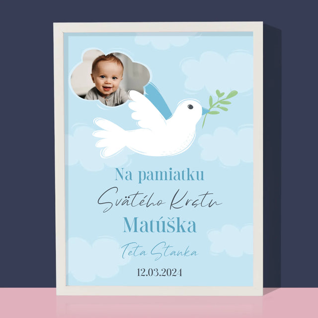 Fotografia A Podpis: Pamiatka Krstu Holubica  - Zarámováná Tlač 30X40 (Vertikálne)