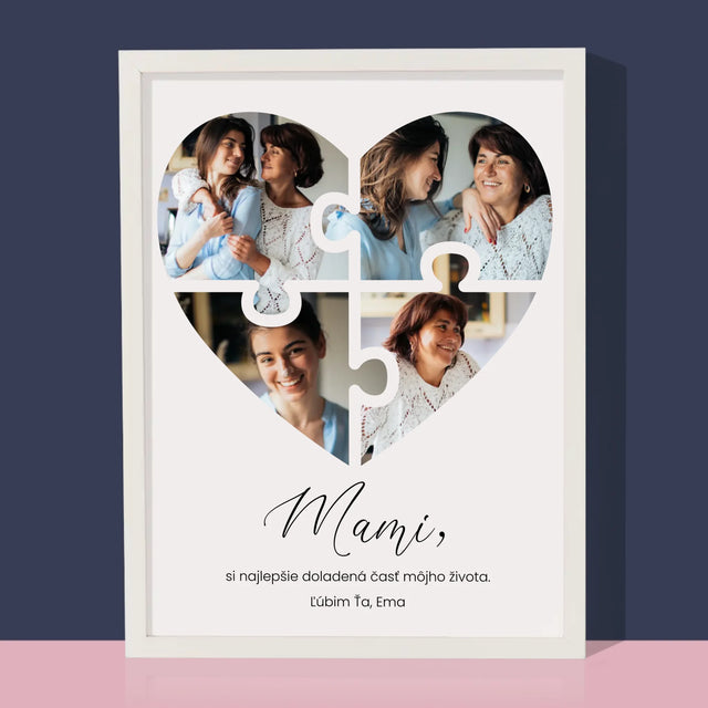Fotokoláž: Puzzle Srdce Pre Mamu - Zarámováná Tlač 30X40 (Vertikálne)