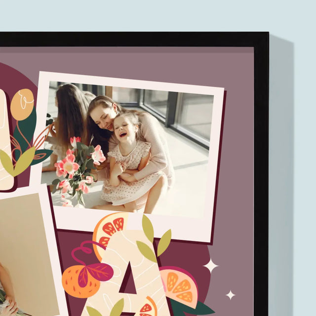 Fotokoláž: Písmená Mama - Zarámováná Tlač 30X40 (Vertikálne)