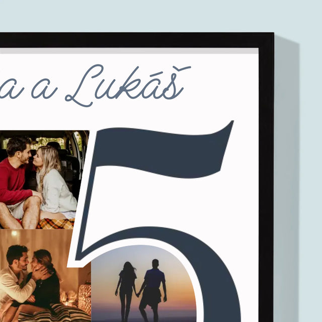 Fotokoláž: 5 Rokov Spolu - Zarámováná Tlač 30X40 (Vertikálne)