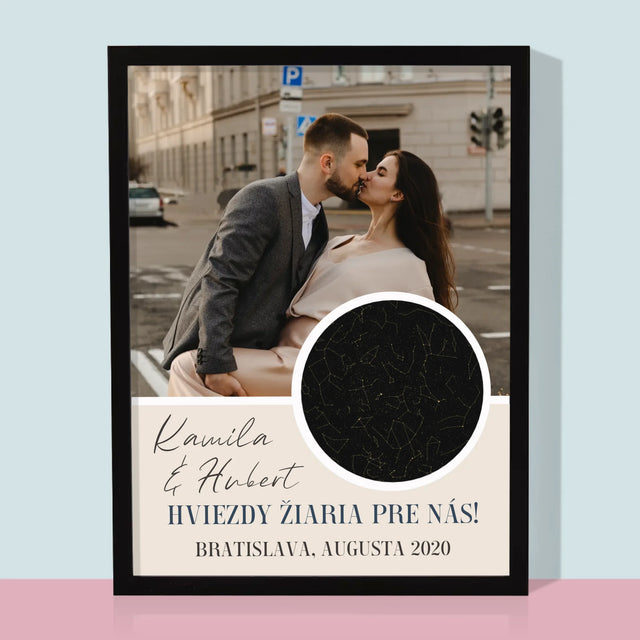 Mapa Hviezd: Hviezdy Žiaria Pre Nás - Zarámováná Tlač 30X40 (Vertikálne)