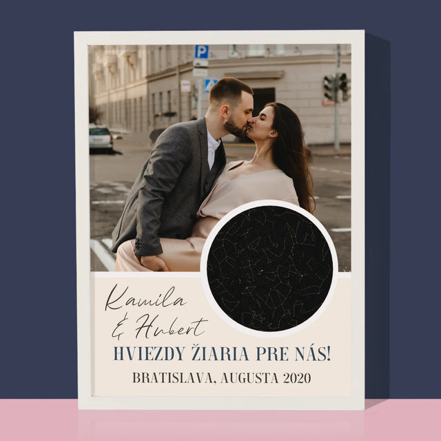 Mapa Hviezd: Hviezdy Žiaria Pre Nás - Zarámováná Tlač 30X40 (Vertikálne)