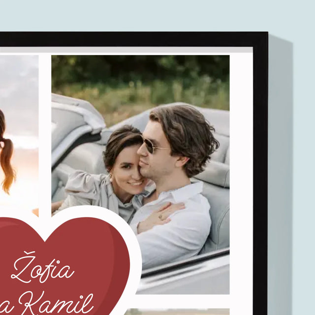 Fotokoláž: Prvé Výročie Srdce - Zarámováná Tlač 30X40 (Vertikálne)