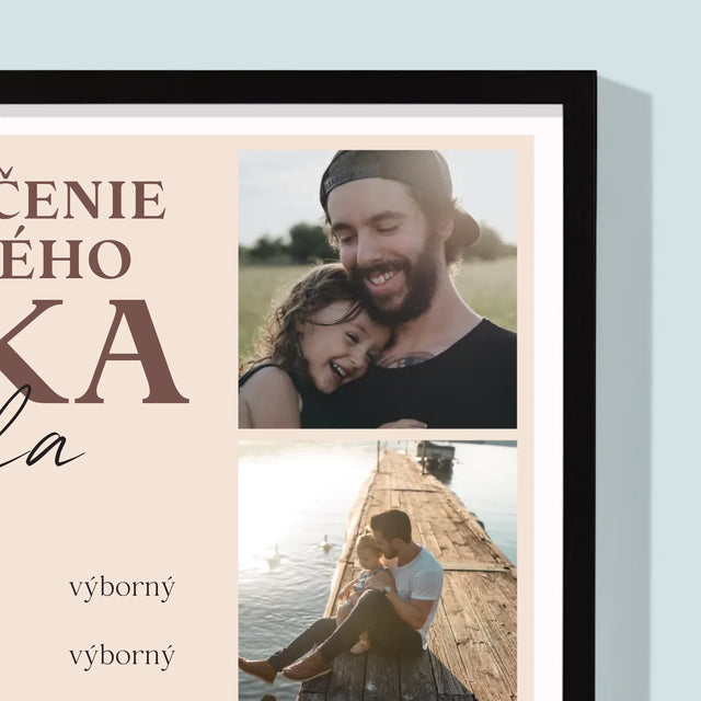 Fotokoláž: Vysvedčenie Vzorného Ocka - Zarámováná Tlač 30X40 (Vertikálne)