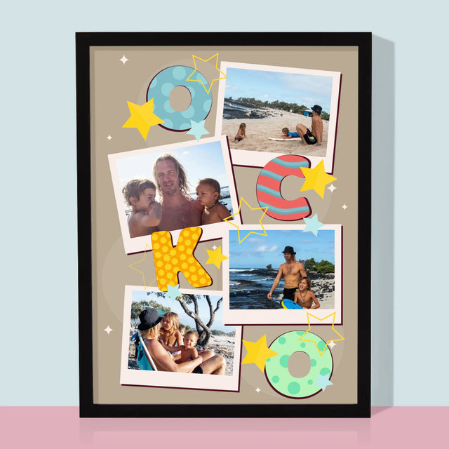 Fotokoláž: Písmená Ocko - Zarámováná Tlač 30X40 (Vertikálne)