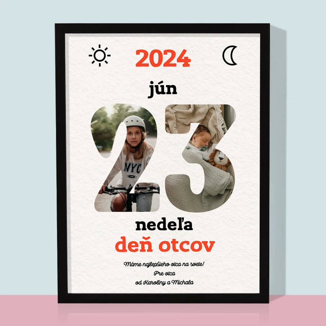 Slovo Z Fotografií: Deň Otcov List Kalendára - Zarámováná Tlač 30X40 (Vertikálne)