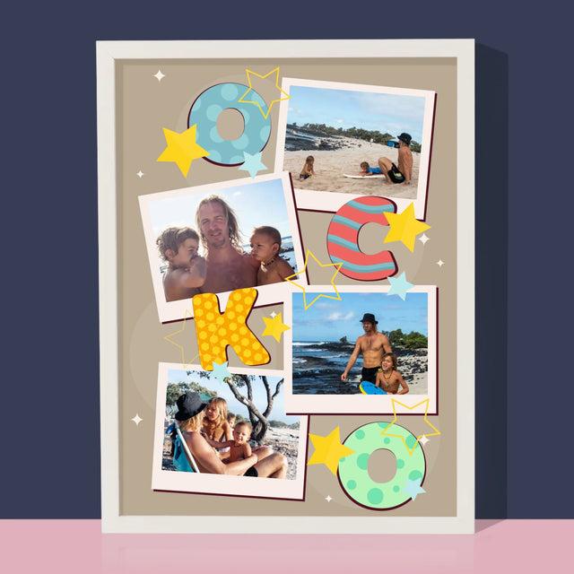 Fotokoláž: Písmená Ocko - Zarámováná Tlač 30X40 (Vertikálne)