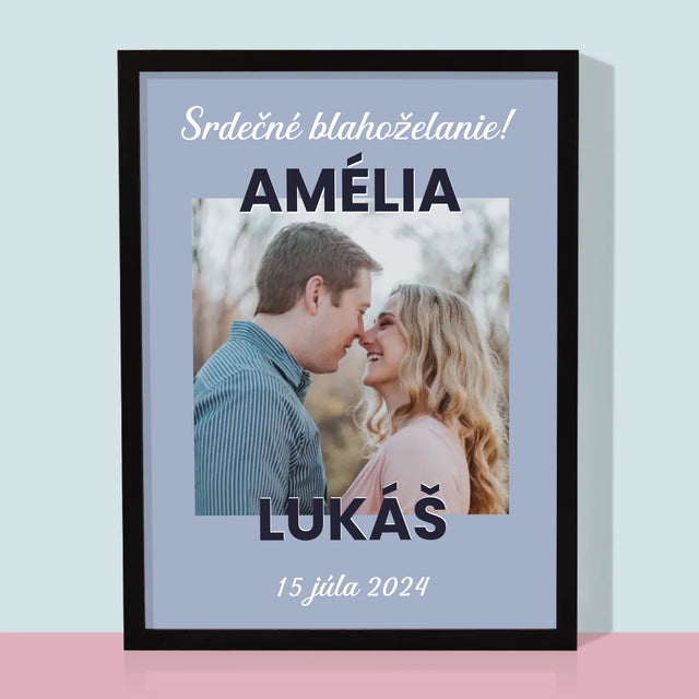 Fotografia A Podpis: Svadobné Blahoželanie - Zarámováná Tlač 30X40 (Vertikálne)
