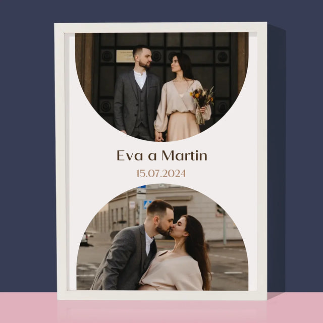 Fotokoláž: Dátum Svadby - Zarámováná Tlač 30X40 (Vertikálne)