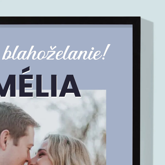 Fotografia A Podpis: Svadobné Blahoželanie - Zarámováná Tlač 30X40 (Vertikálne)