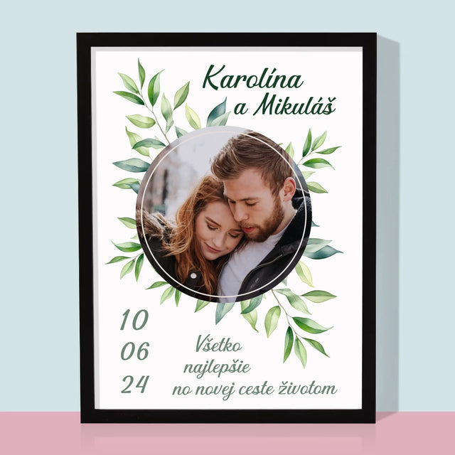 Fotografia A Podpis: Svadobné Lístky - Zarámováná Tlač 30X40 (Vertikálne)