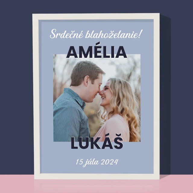 Fotografia A Podpis: Svadobné Blahoželanie - Zarámováná Tlač 30X40 (Vertikálne)