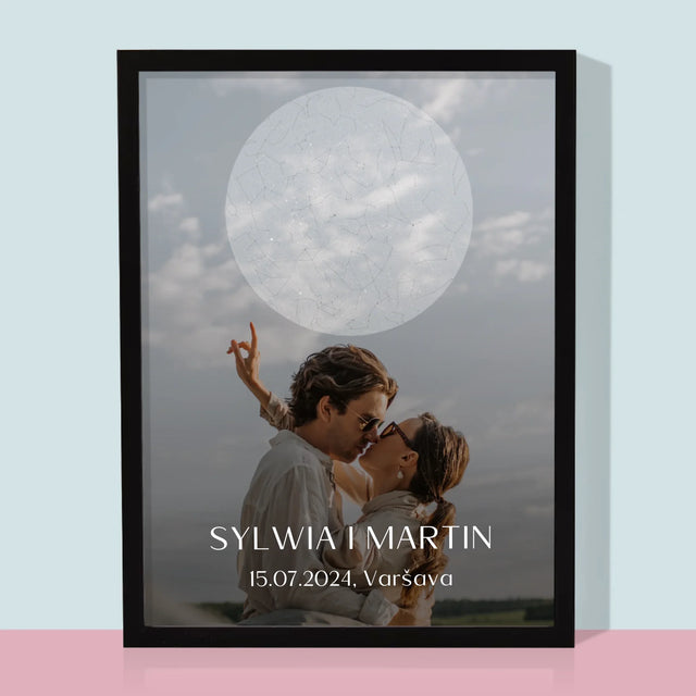 Mapa Hviezd: Svadba - Zarámováná Tlač 30X40 (Vertikálne)