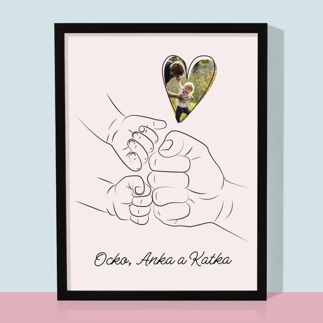 Fotografia A Podpis: Ocko Dieťa Rúčka - Zarámováná Tlač 30X40 (Vertikálne)