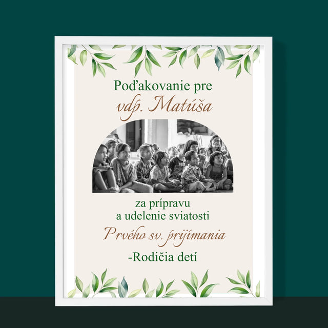 Fotografia A Podpis: Poďakovanie Kňazovi I. Sv Prijímanie - Zarámováná Tlač 30X40 (Vertikálne)