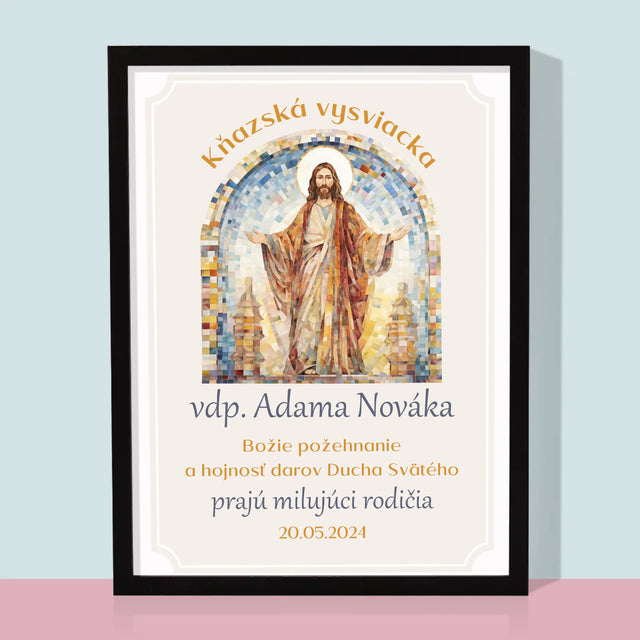 Meno A Podpis: Kňazská Vysviacka - Zarámováná Tlač 30X40 (Vertikálne)