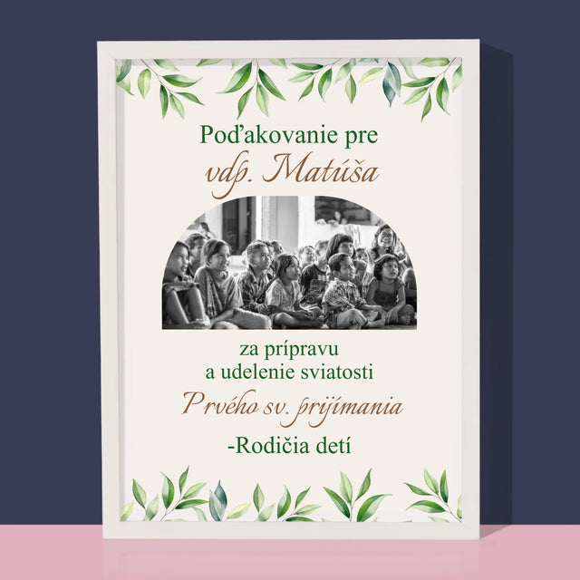 Fotografia A Podpis: Poďakovanie Kňazovi I. Sv Prijímanie - Zarámováná Tlač 30X40 (Vertikálne)