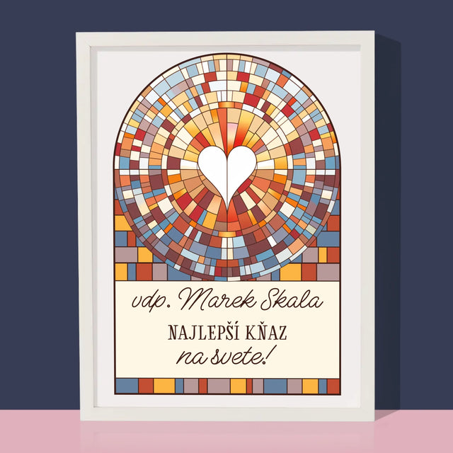 Meno A Podpis: Najlepší Kňaz Na Svete - Zarámováná Tlač 30X40 (Vertikálne)