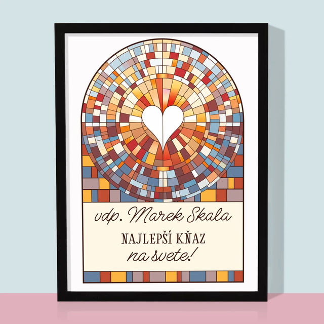 Meno A Podpis: Najlepší Kňaz Na Svete - Zarámováná Tlač 30X40 (Vertikálne)