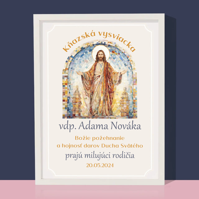Meno A Podpis: Kňazská Vysviacka - Zarámováná Tlač 30X40 (Vertikálne)