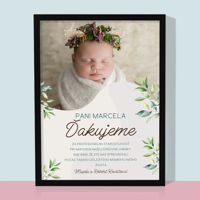Fotografia A Podpis: Poďakovanie Pre Pôrodnú Asistentku - Zarámováná Tlač 30X40 (Vertikálne)