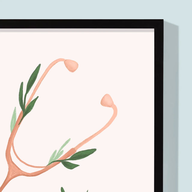 Fotografia A Podpis: Stetoskop Kvety - Zarámováná Tlač 30X40 (Vertikálne)