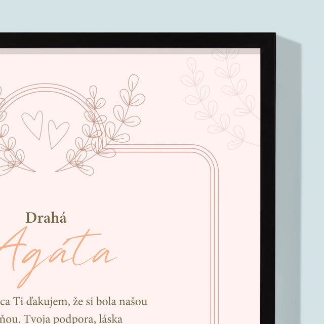 Meno A Podpis: Poďakovanie Pre Svedkyňu - Zarámováná Tlač 30X40 (Vertikálne)