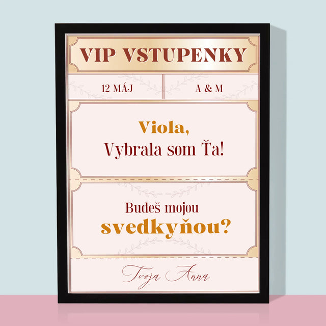Meno A Podpis: Vip Vstupenky Svedkyňa - Zarámováná Tlač 30X40 (Vertikálne)