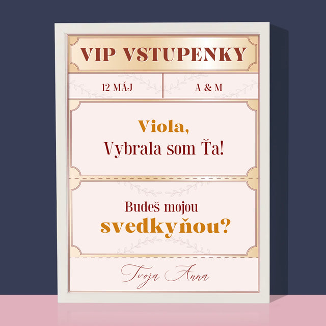 Meno A Podpis: Vip Vstupenky Svedkyňa - Zarámováná Tlač 30X40 (Vertikálne)