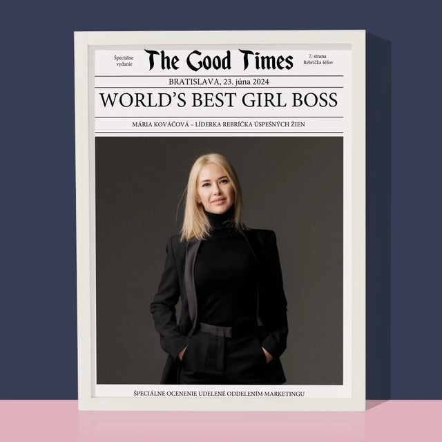 Obálka Časopisu: World’S Best Girl Boss - Zarámováná Tlač 30X40 (Vertikálne)
