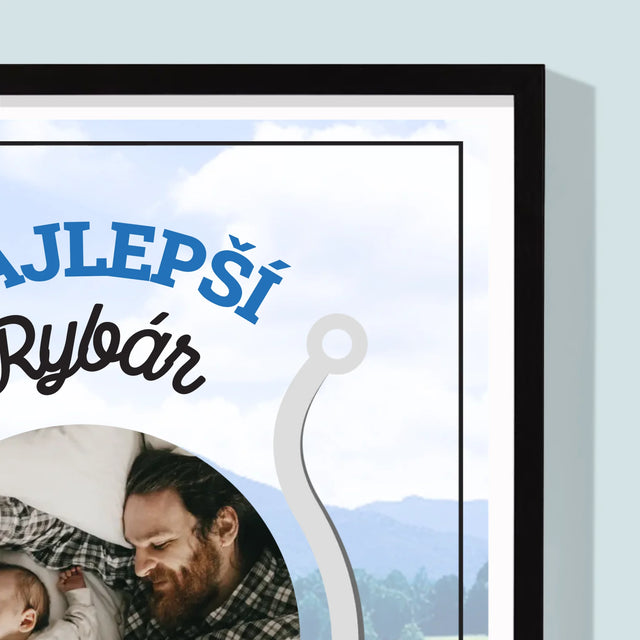 Fotografia A Podpis: Najlepší Rybár Otec - Zarámováná Tlač 30X40 (Vertikálne)