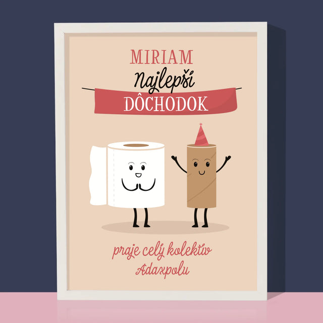 Meno A Podpis: Najlepší Dôchodok - Zarámováná Tlač 30X40 (Vertikálne)