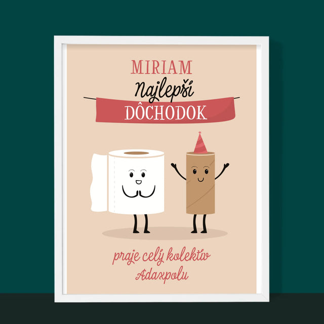 Meno A Podpis: Najlepší Dôchodok - Zarámováná Tlač 30X40 (Vertikálne)