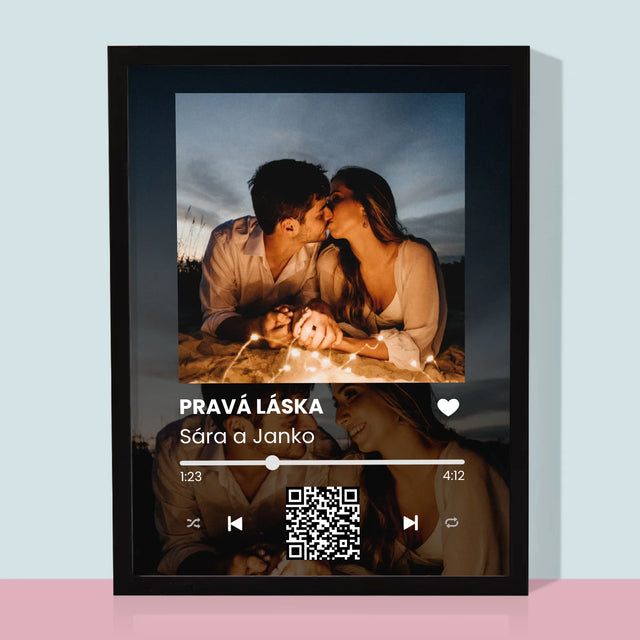 Fotografia A Podpis: Spotify S Tvojimi Fotografiami A Qr Kódom - Zarámováná Tlač 30X40 (Vertikálne)