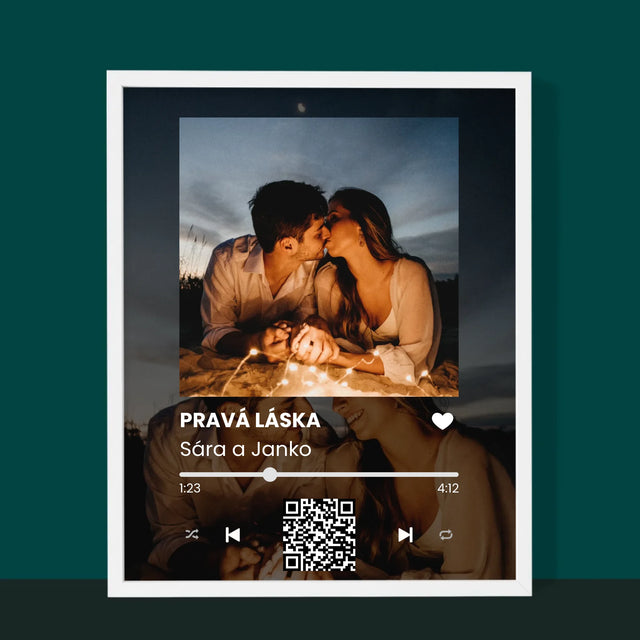 Fotografia A Podpis: Spotify S Tvojimi Fotografiami A Qr Kódom - Zarámováná Tlač 30X40 (Vertikálne)
