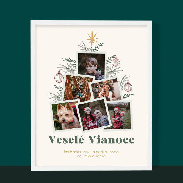 Fotokoláž: Vianočný Stromček - Zarámováná Tlač 30X40 (Vertikálne)