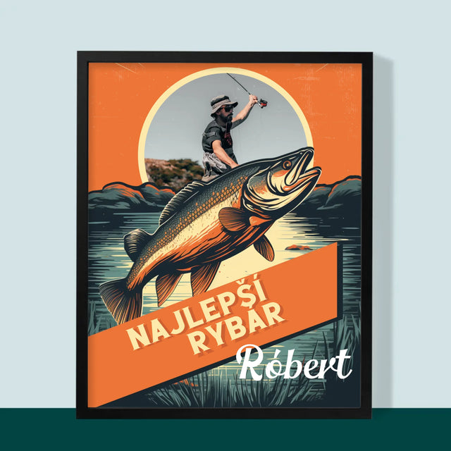 Fotografia A Podpis: Najlepší Rybár - Zarámováná Tlač 30X40 (Vertikálne)