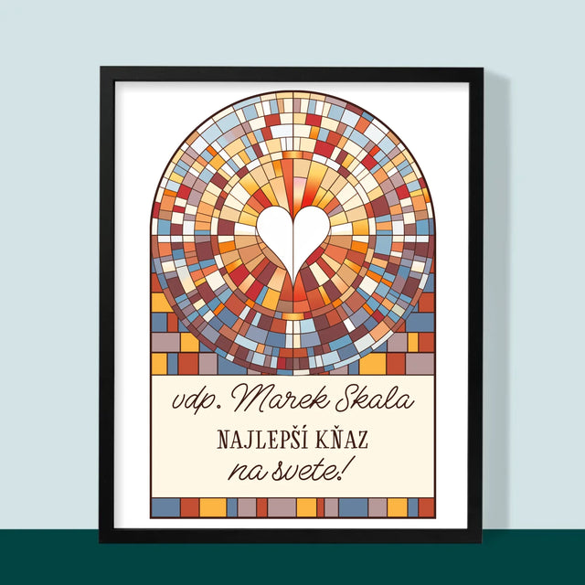 Meno A Podpis: Najlepší Kňaz Na Svete - Zarámováná Tlač 30X40 (Vertikálne)