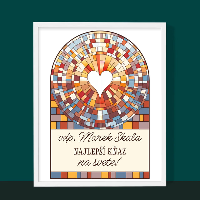 Meno A Podpis: Najlepší Kňaz Na Svete - Zarámováná Tlač 30X40 (Vertikálne)