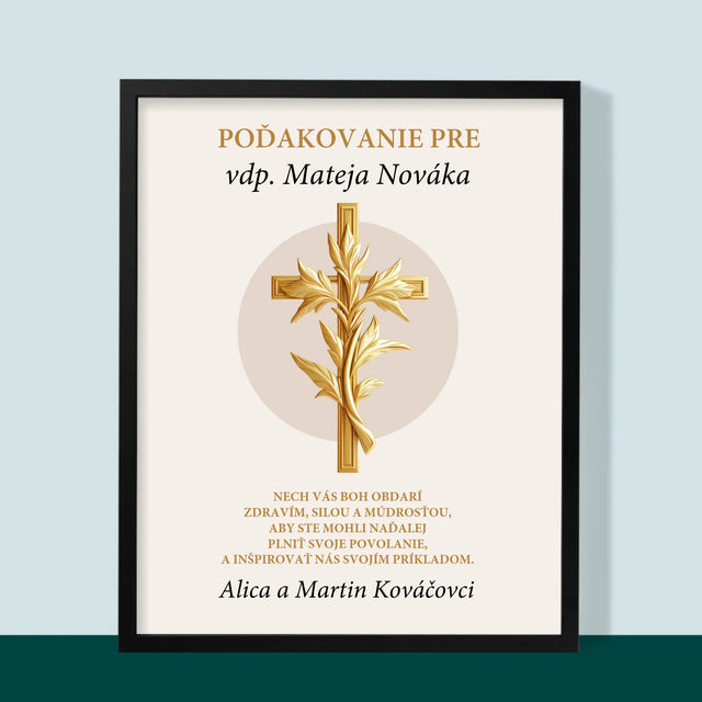 Meno A Podpis: Poďakovanie Pre Kňaza - Zarámováná Tlač 30X40 (Vertikálne)