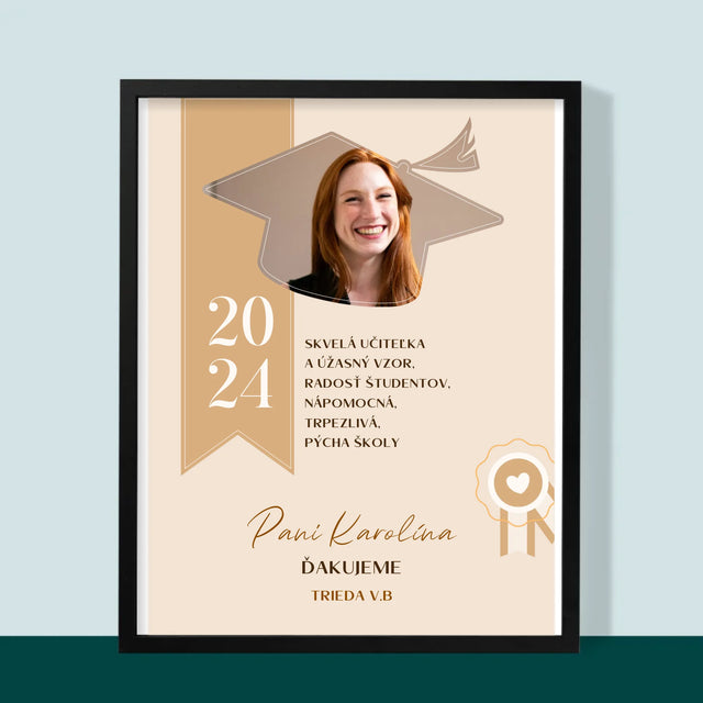 Fotografia A Podpis: Diplom Pre Učiteľa - Zarámováná Tlač 30X40 (Vertikálne)