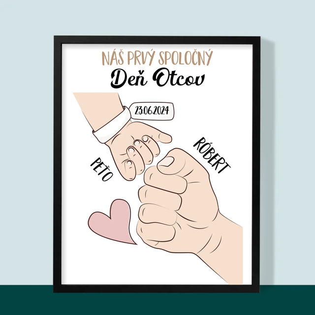 Meno A Podpis: Prvý Spoločný Deň Otcov - Zarámováná Tlač 30X40 (Vertikálne)