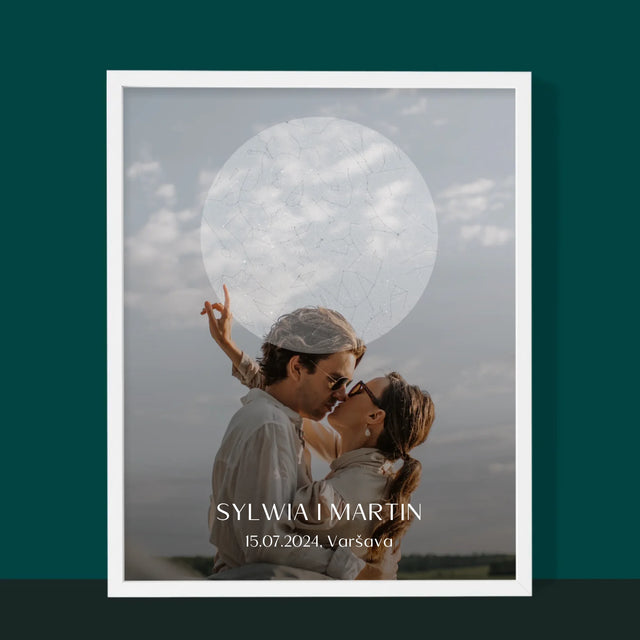 Mapa Hviezd: Svadba - Zarámováná Tlač 30X40 (Vertikálne)