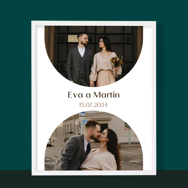 Fotokoláž: Dátum Svadby - Zarámováná Tlač 30X40 (Vertikálne)