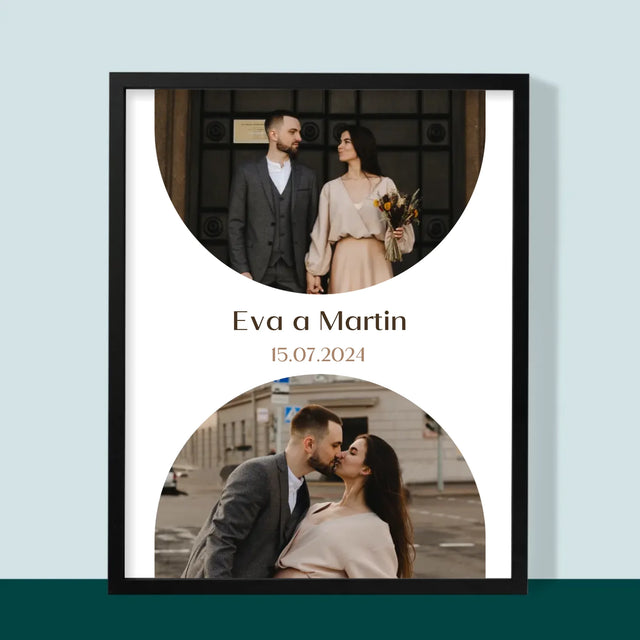 Fotokoláž: Dátum Svadby - Zarámováná Tlač 30X40 (Vertikálne)