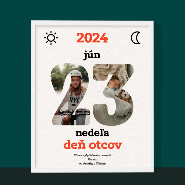 Slovo Z Fotografií: Deň Otcov List Kalendára - Zarámováná Tlač 30X40 (Vertikálne)