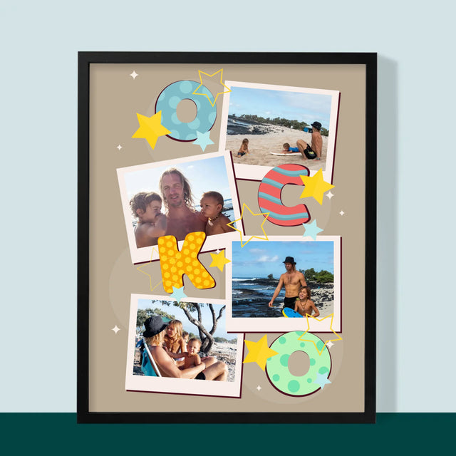 Fotokoláž: Písmená Ocko - Zarámováná Tlač 30X40 (Vertikálne)